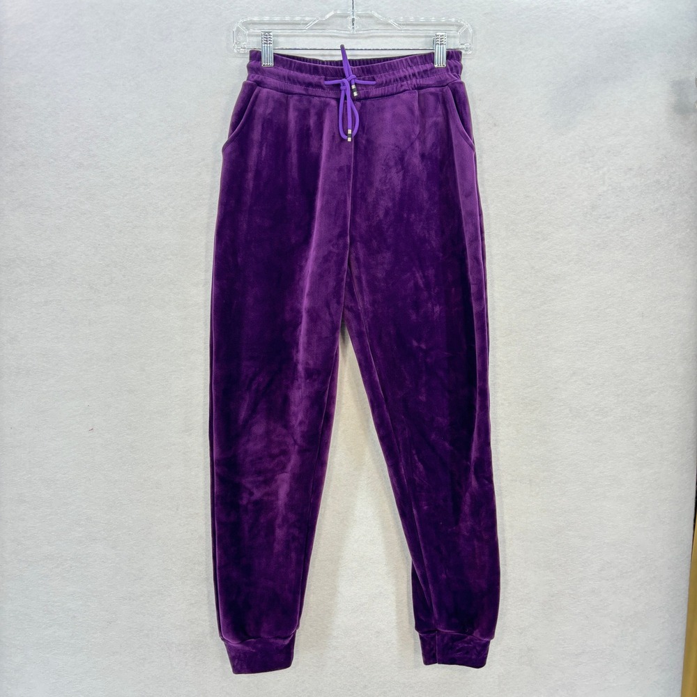 Kids Fleece Lined Jogger Pants L XL Purple Velvet Drawstring Waist Cozy Lounge‎
